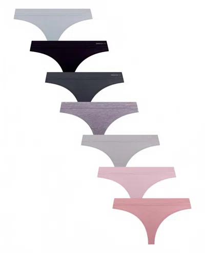 Danskin Women's 7-pack Rayon Spandex Thong Underwear In Mineralite Multicolor