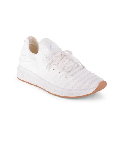 Danskin Women's Bloom Textured Sneaker In White,gum- Polyester Stretch Knit