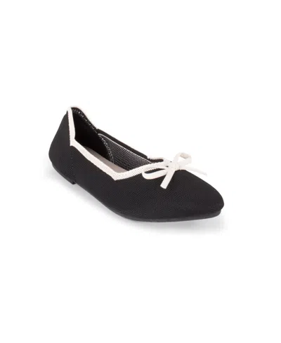 Danskin Women's Glow Slip On Ballet Flats In Black,ivory