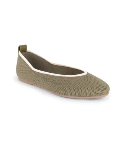 Danskin Women's Soulful Slip On Flats In Olive,camel