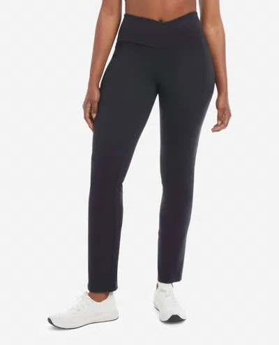 Danskin Women's Studio Cross Waist Flare Pants In Black Salt