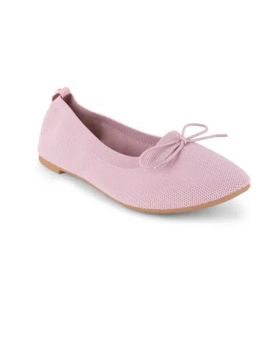 Danskin Women's Wonder Slip On Ballet Flat In Mauve- Polyester Stretch Knit