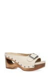 Dansko Adeline Platform Wedge Slide Sandal In Bone Calf