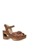 Dansko Alanna Ankle Strap Platform Wedge Sandal In Tan Calf