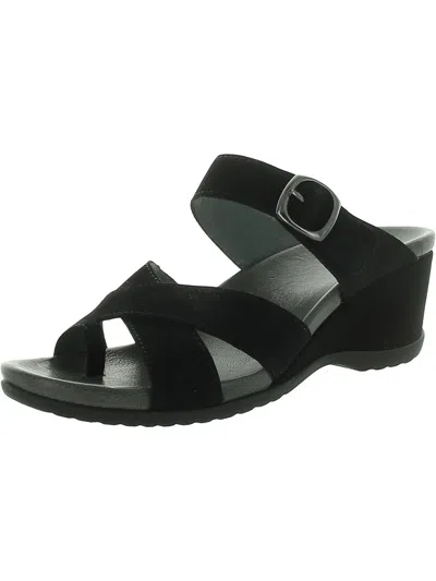 Dansko Aubree Nubuck Womens Slip On Wedge Wedge Sandals In Black
