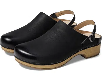 Dansko Berry Clog In Black Burnished Nubuck Leather