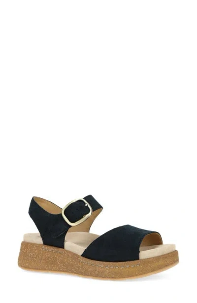 Dansko Bianca Platform Wedge Sandal In Black Burnished Suede