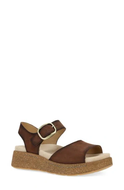 Dansko Bianca Platform Wedge Sandal In Brown Burnished Suede