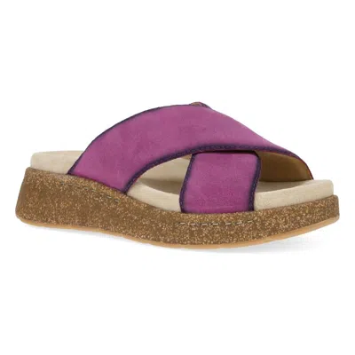 Dansko Bridget Cork Platform Sandals In Plum Burnished