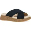 Dansko Bridget Platform Wedge Slide Sandal In Black Burnished Suede