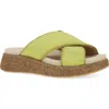 Dansko Bridget Platform Wedge Slide Sandal In Lime Burnished Suede