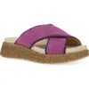 Dansko Bridget Platform Wedge Slide Sandal In Plum Burnished Suede