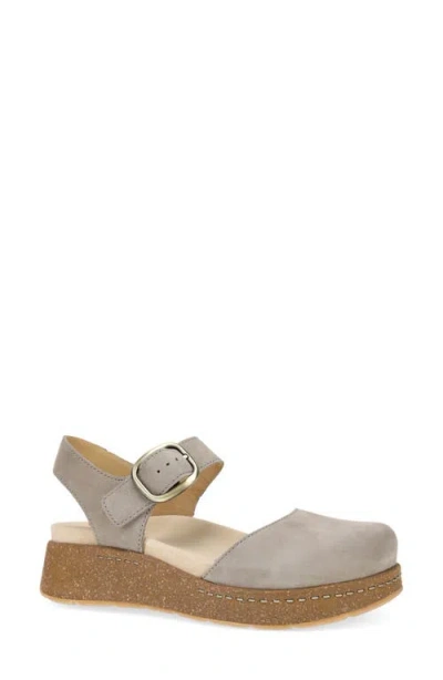 Dansko Brynlee Slingback Platform Wedge Clog In Taupe Milled Nubuck