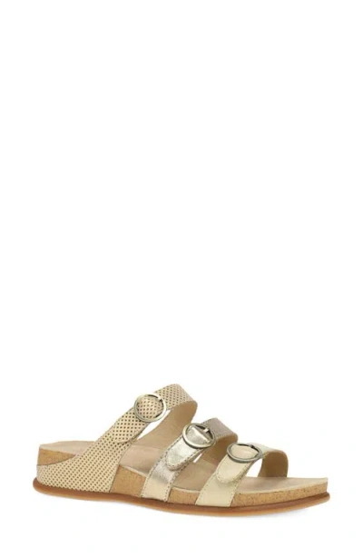 Dansko Campbell Platform Wedge Slide Sandal In Gold