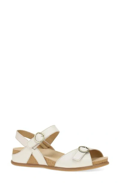 Dansko Candace Ankle Strap Wedge Sandal In Ivory Full Grain