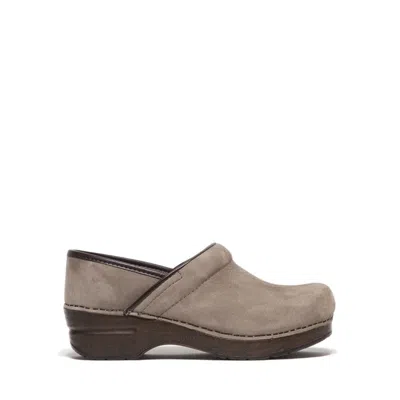 Dansko Classic Clog In Dove-grey Nubuck Leather In Brown