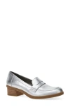 Dansko Danica Waterproof Penny Loafer Pump In Silver Metallic