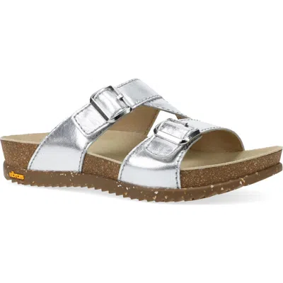Dansko Dayna Strappy Slide Sandal In Silver Metallic