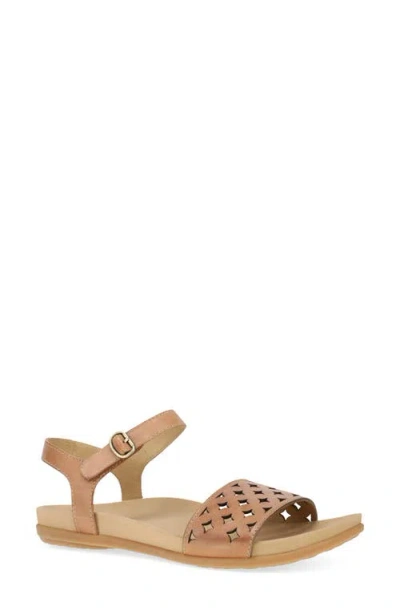 Dansko Jodie Ankle Strap Sandal In Light Tan Burnished Nappa
