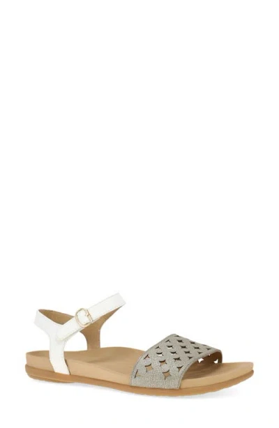 Dansko Jodie Ankle Strap Sandal In Platino/white Leather