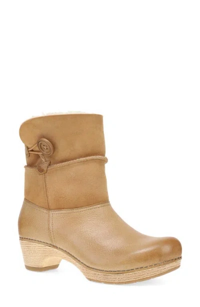 Dansko Lillith Genuine Shearling Trim Bootie In Brown