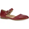 Dansko Liv Ankle Strap Flat In Red