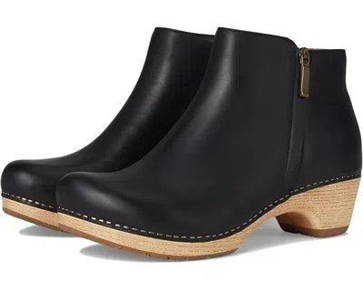 Dansko Lizanne Boots Women Black Leather Round Toe Side Zip Ankle Bootie Khd2601 (black,41)