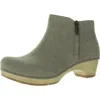 Dansko Lizanne Milled Nubuck Womens Zipper Leather Ankle Boots In Grey