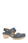 Dansko Lucia Slingback Platform Pump In Denim Oiled Pull Up