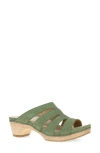 Dansko Lyndi Platform Slide Sandal In Jade Milled Nubuck