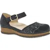Dansko Mae Ankle Strap Platform Clog In Black