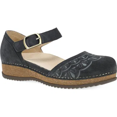 Dansko Mae Ankle Strap Platform Clog In Black