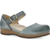 Dansko Mae Ankle Strap Platform Clog In Denim Burnished Suede