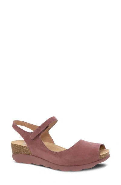 Dansko Women's Marcy Peep Toe Walking Sandal In Tan In Rose