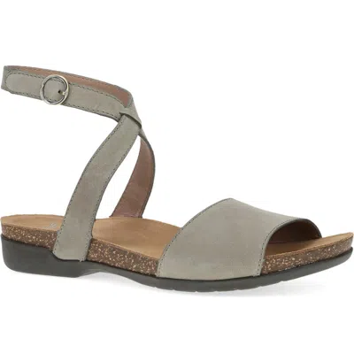 Dansko Rafferty Ankle Strap Sandal In Taupe Milled Nubuck