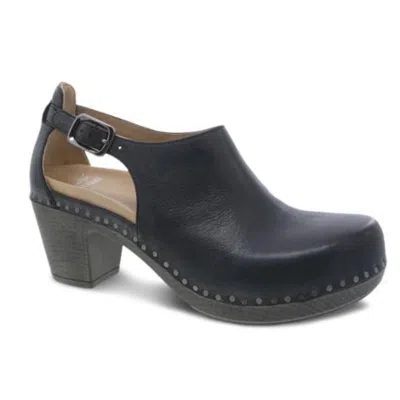 Dansko Sassy Clog Womens 40 Black Milled Burnished Block Heel Shoes Zogg3379