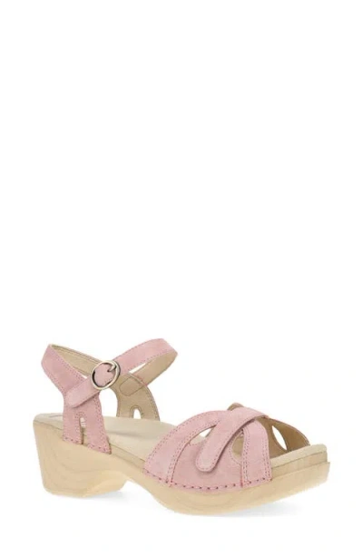 Dansko Season Sandal In Petal Suede