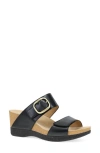 Dansko Shannon Platform Wedge Slide Sandal In Black Burnished Nappa