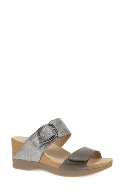 Dansko Shannon Platform Wedge Slide Sandal In Gray