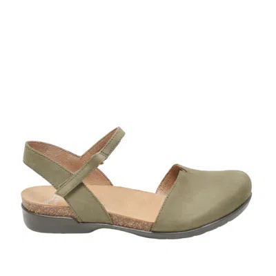 Dansko Slingback Rowan Milled In Nabuck Militare In Green