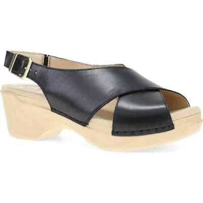 Dansko Sloane Slingback Platform Sandal In Black Calf
