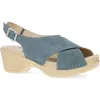 Dansko Sloane Slingback Platform Sandal In Denim Suede