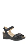 Dansko Stella Ankle Strap Platform Wedge Sandal In Black