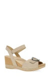 Dansko Stella Ankle Strap Platform Wedge Sandal In Sand Milled Nubuck