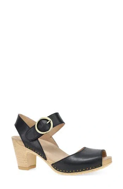 Dansko Tamra Ankle Strap Peep Toe Sandal In Black