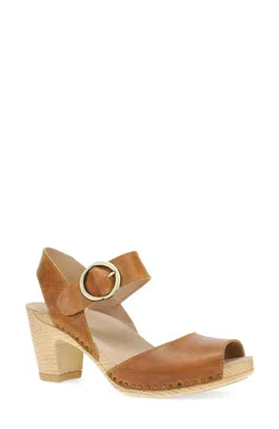 Dansko Tamra Ankle Strap Peep Toe Sandal In Brown