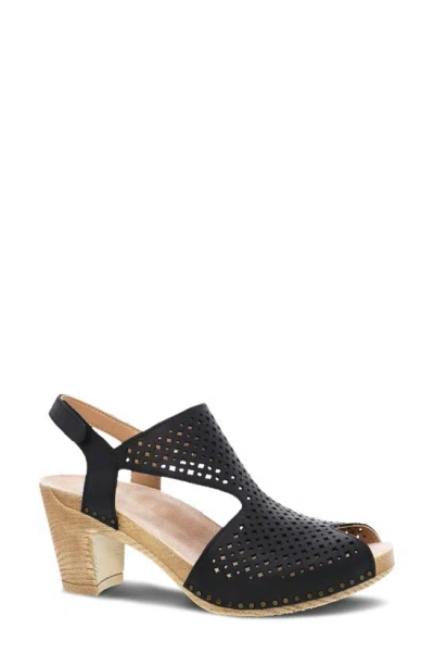 Dansko Teagan Slingback Peep Toe Sandal In Black