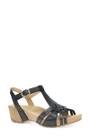Dansko Tia Ankle Strap Platform Wedge Sandal In Black Milled Nubuck