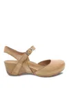 Dansko Tiffani Sandals Womens Us 5.5-6 Tan Burnished Leather Mary Janes Zpo3708 In Beige