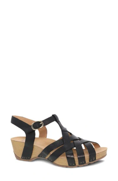 Dansko Tinley Wedge Sandal In Black